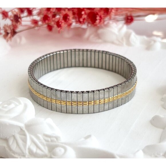 Jewelry - Two Toned Unisex Flexible Elastic Unisex Minimalist Bracelet
